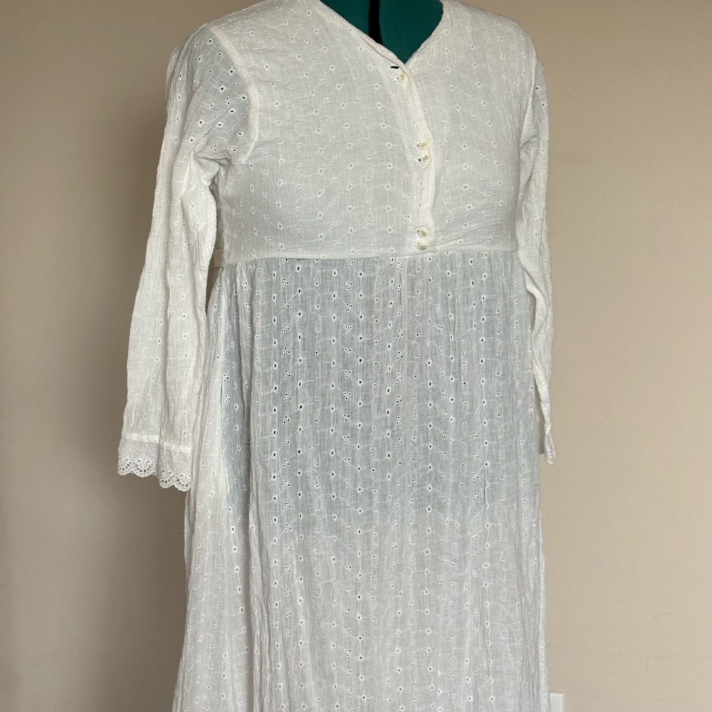 White Eyelet Cotton Midi Dress - Brand Unspecified